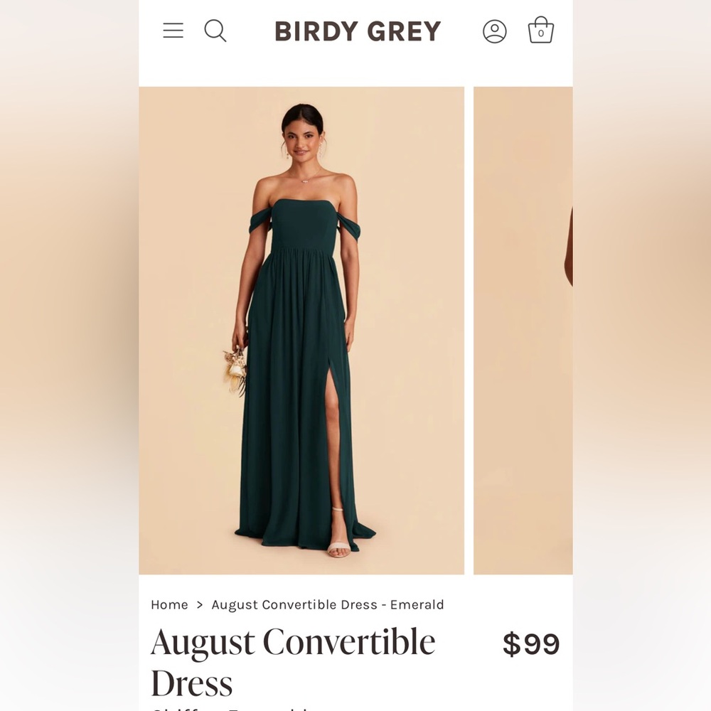 Birdy Grey August Convertible Maxi Dress Emerald Green Size Small Bridesmaid